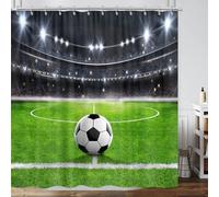 Football Shower Curtain for Boys Kids Men, American Football Sports Stadium Field Green Bath Curtain, Arena Soccer Cool Artwork Fabric Shower Curtain, Masculine Bathroom Accessories with Hook 72X72