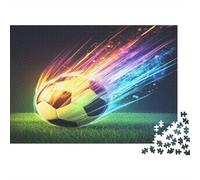 Football Silhouette,Puzzles Seven Colored Rays Gemusterte Nachhaltige Puzzles Für Erwachsene Hochwertige Holzspielpuzzles 1000pcs (75x50cm)