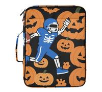 Football Skeleton Halloween Pumpkin Expanding File Folder 7 Pockets A4 Letter Size with Zipper Closure for Home Office File Pocket Folders carpeta de
