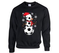 Football Snowman Santa Hat Jumper England Soccer Cute Christmas Things Outfit Elf Soccer Snowman Wearing Santa Hat Soccer Player Unisex Adult Kids Sweatshirt Black