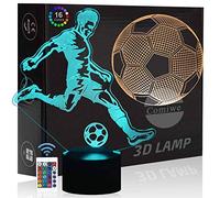 Football Soccer 3D Illusion Night Light Toy,16 Colors Change Smart Touch & Remote Control,Home Decor LED Bedside Table Lamp,Christmas Birthday Gift for Boy Kids Adult Friends & Family-2 Pattern Plates