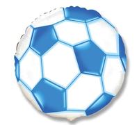 Football Soccer Ball Shape Foil Balloon 18" Round Children's Birthday Sporting Party Decoration Suitable for Air or Helium (Blue)