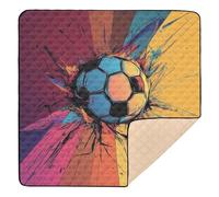 Football Soccer Ball Soft Padded Baby Gym & Activity Mat for Floor Water Resistant Foldable Padded Baby Mat for Baby Kids Toddlers Infants, 50'' x 50''alfombra de juego