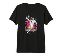 Football Soccer in Rainbow Color Explosion Comic Premium T-Shirt