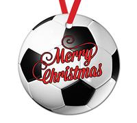 Football Soccer Player Gift Tree Decoration Ornament Sport Team Gift Christmas Tree Decorations Soccer Ball Novelty Round Ceramic Christmas Ornaments Gift to Kids Child