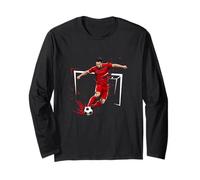 Football Soccer Player Kick IT in The Goal Comic Long Sleeve T-Shirt