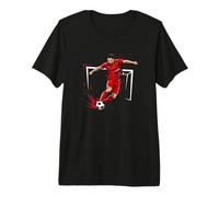 Football Soccer Player Kick IT in The Goal Comic Premium T-Shirt