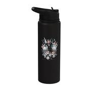 Football Soccer Striker Scoring THE Penalty Comic Stainless Steel Insulated Water Bottle