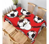 Football Soccer Tablecloth Rectangular 140x180 cm - 3D Printed Ball Sport Pattern Table Cover and Table Cloth - Wipe Clean Waterproof Polyester Fabric for Garden, Kitchen, Party, Picnic 7969v