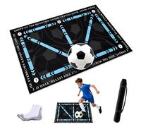 Football/Soccer Training Mat 90x60cm with Grip Socks | Non-Slip, Shock Absorption for Ball Control and Footwork, Stress Relief - Ideal for All Ages,Blue