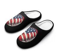 Football Soccer U.S.A. Flag Slippers Women Winter Warm Cotton Hotel Slippers Anti-Slip Indoor Slip-Ons House Shoes 11-12（42-43）