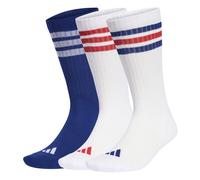 adidas Unisex 3STRIPES CUSHIONED SPORTSWEAR CREW SOCKS 3 PAIR PACK, white/mystery ink/pure ruby, 8.5-10