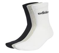 adidas Unisex LINEAR CREW SOCKS CUSHIONED SOCKS 6 PAIR PACK, Medium Grey Heather/White/Black, 10.5-12.5