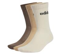 adidas Linear Crew Cushioned Socks 3 Pair Pack, Wonder White/Magic Beige/Earth strata, 6.5-8