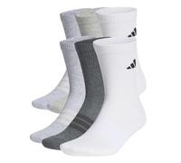 adidas Unisex CUSHIONED CREW SOCKS 6 PAIR PACK, white/light grey heather/medium grey heather/dark grey heather, 8.5-10