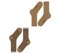 Burlington Mens Everyday Stripe 2 Pack Socks - Brown Sugar Beige