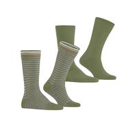 Burlington Men's Everyday Stripe Mixed Multipack M So Cotton Patterned Socks 2 Pairs, Green Salvia 7472, 6.5-11