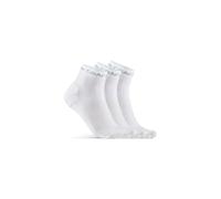 Craft Core Dry Mid Running Socks 3 Pack-White, Size 43-45
