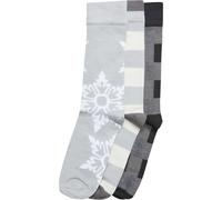 Urban Classics Christmas Snowflakes Socks 3-Pack, Lightasphalt, 43-46