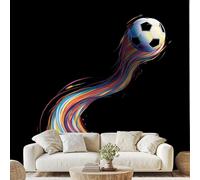 Football Sport Graffiti Self Adhesive Wallpaper Colorful Stripes Soccer Wall Stickers 350x256 cm Abstract Art Photo Wallpaper Non-Woven Murals for Bedroom Living Room Wall Decals gu191l