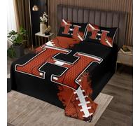 Football Sports Games Competition Bedspread King,Chic Fashion Initial H Quilted Coverlet 3pcs for Adults Teens Room Decor,Boys Rugby Soft Breathable Bedding Quilt