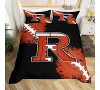 Football Sports Games Competition Duvet Cover Set Super King Size,Chic Fashion Initial R Comforter Cover with 2 Pillowcases ,Boys Rugby Microfiber Comforter Cover for Adult,Comforter Not Included