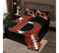 Football Sports Games Competition King Coverlet Set Chic Fashion Initial D Quilted 3 Pcs with 2 Pillow Shams Boys Rugby Bedding Quilt for Decoration,Microfiber Breathable