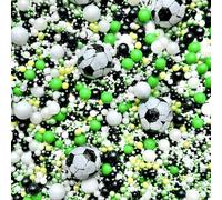 Football sprinkles Green white black Sprinkles for cupcake cookies cake toppers pearls 100s and 1000s decoration topper dad edible chocolate balls football sports British FOOTBALL FEVER