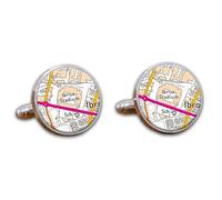 Football Stadium Map Cufflinks, Glasgow Rangers Ground Map Cuff links, Ibrox Stadium Map Cufflinks, Round Football Cuff Links