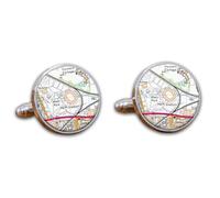 Football Stadium Map Cufflinks, Hull City Ground Map Cuff links, MKM Stadium Map Cufflinks, Round Football Cuff Links