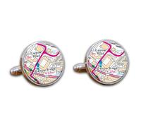 Football Stadium Map Cufflinks, Norwich Ground Map Cuff links, Carrow Road Stadium Map Cufflinks, Round Football Cuff Links