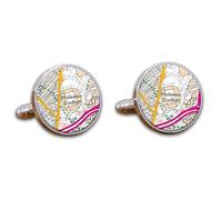 Football Stadium Map Cufflinks, Wolves Ground Map Cuff links, Molineux Stadium Map Cufflinks, Round Football Cuff Links