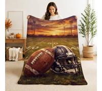 Football Stadium Sunset Sports Theme Artistic Throw Blanket 40x60 Inch