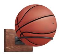 Football Stand Wall Ball Stand Holders, Ball Display Holder Wall Mount Storage Rack for Basketball Football Soccer Rugby Volleyball Storage Holder Stands, Wood & Metal Black Room Decor Accessories
