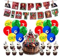 Football Star Birthday Decorations, Football Star Party Decoration, Happy Birthday Banner,Cake Topper for Kids Football Theme Party, 30PCS