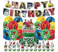 Football Star Birthday Party Decorations for Boys - Complete Kids Party Kit with Hanging Banner, Balloons & Cake Toppers | Football Themed Decoration Supplies for Boys' Birthday Celebrations