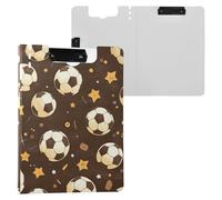 Football Stars Brown Folder Clipboard with Storage Two Metal Clips Pen Holder Clip Board with Hard Cover Clipboard Folio Stationery Organizer Supplies