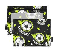 Football Stars Soccer Green Pencil Pouch 3-Ring Binder Clear Pencil Case