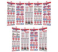 Football Stickers England National Team Over 220 Stickers Soccer Set of 9 Sheets Mega Pack for Scrapbook, Crafts, Party Bag Fillers, Decorating for All Ages