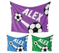 Football Strike Personalised Blanket - Add Name & Choose Background Colour - Custom Sports Throw in Cuddle or Polar Fleece - Small, Medium, Large - Kids Boys Bedroom Gift