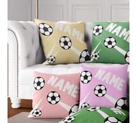 Football Strike Personalised Cushion - Add Name & Choose Background Colour - Custom Sports Pillow - Multiple Sizes & Fabrics - Cover Only or Filled - Kids Boys Bedroom Decor
