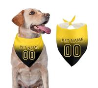 Football Style Dog Bandana, Personalized Pet Scarf Triangle Kerchief with Name and Number, for Small Medium Large Dogs (2-Yellow)