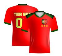 Football T-Shirt Portugal Flag for Men,Custom Team Name Number Logo Athletic Portuguese Fans Jersey,Printing Short Sleeve Breathable Tops Red