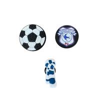 Football Teams Croc Charms Set, Badges with Football and Scarf Designs, Multi-coloured (Cardiff City)