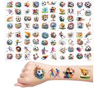 Football Temporary Tattoos, 10 Sheets Watercolour Football for Girls Boys Body Arm Shoulder, Kids Tattoos Party Bag, Birthday Party Small Gift