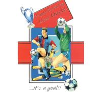 Football Theme Birthday Card, Happy Birthday Dear Uncle Design, Red and Blue Sports Illustration, 13 x 19 cm