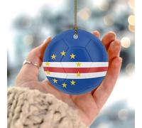 Football Theme Cabo Verde Christmas Tree Ornament State Flag Travel Sports Hanging Ornaments Festive Holidays Home Decor Farmhouse Ceramic Circle Christmas Bauble Present Gift for Him Her