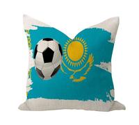 Football Theme Kazakhstan Comfy' Throw Pillow Covers Country Car Pillow Cushion Case Flag Sports Bar Party Events Square Linen Pillowcases for Home Decor Holiday Party Playroom Living Room 16x16