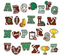 Football Themed Alphabet Patches, A-Z Letters Decorative Emblems Applique for Clothing, Bags Crafts Accessories