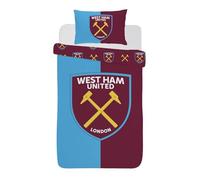 Football Themed Claret Sky Single Duvet Cover & Pillowcase Set - Reversible 100% Cotton Bedding Duvet Cover with Pillow Case - Comfortable & Breathable Duvet Cover